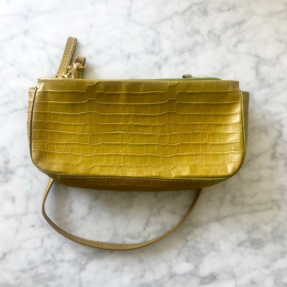 DKNY Faux Croc Pochette Purse with Strap